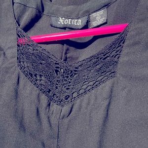 Crochet top maxi dress vtg sleeveless Rayon blend India
